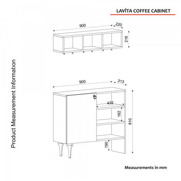 Lavita W&B طقم طاولة تلفزيون وطاولة قهوة وركن للقهوة