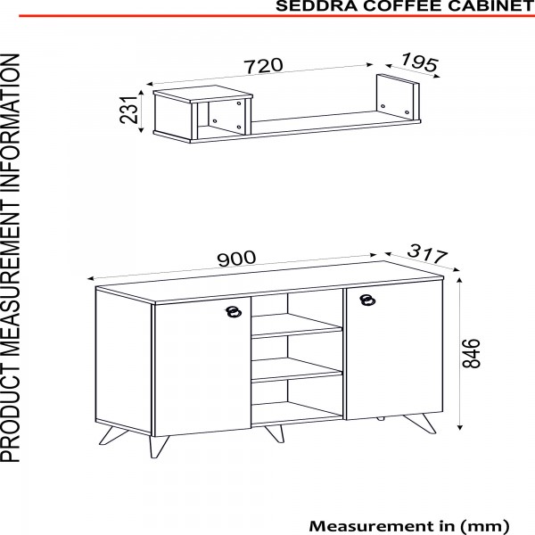 SEDDRA W & C طقم طاولة تلفزيون وطاولة قهوة وركن للقهوة