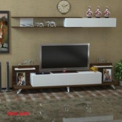 طاولة تلفاز لونين ابيض وبني Dore